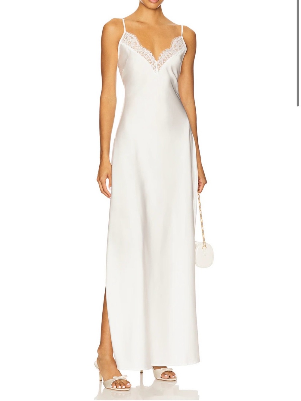 Homebodii Sian Long Slip Maxi White Dress
